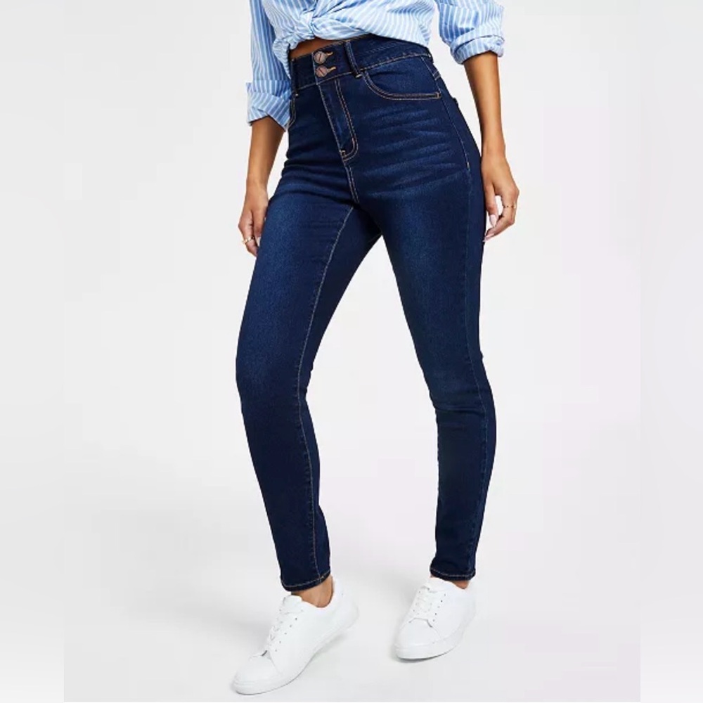 Curvy Double Button High Rise Skinny Jeans